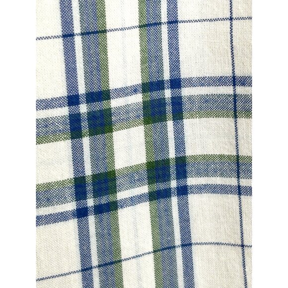 Club Room CR Men’s Shirt Vintage Fit XL Plaid White Blue Green Cotton Pockets - Picture 14 of 16